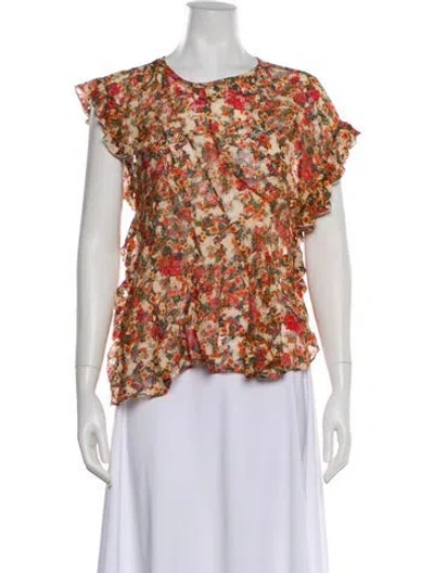 Pre-owned Isabel Marant Floral Print Scoop Neck Blouse In White