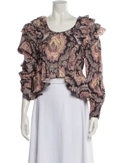 Pre-owned Isabel Marant Floral Print Scoop Neck Crop Top In Pink