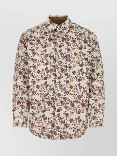 Isabel Marant Floral Print Shirt Jacket In Cream