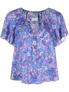 Isabel Marant Floral-print Short-sleeve Blouse In Blue