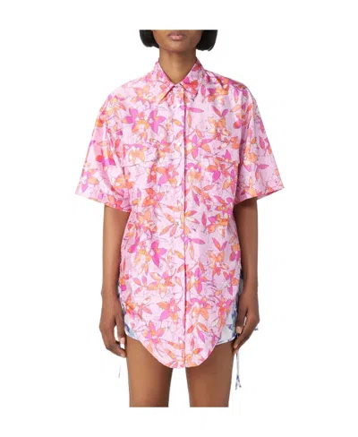 Isabel Marant Floral-print Short-sleeve Shirt In Pink