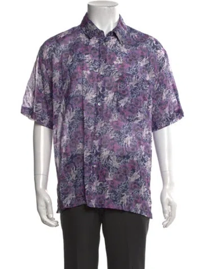 Pre-owned Isabel Marant Floral Print Short Sleeve Shirt W/ Tags In Purple
