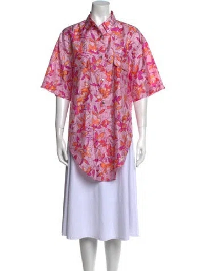 Pre-owned Isabel Marant Floral Print Short Sleeve Tunic W/ Tags In Pink