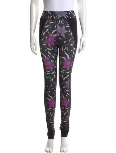 Pre-owned Isabel Marant Floral Print Skinny Leg Pants In Black