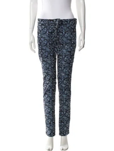 Pre-owned Isabel Marant Floral Print Skinny Leg Pants In Blue