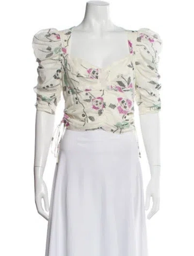 Pre-owned Isabel Marant Floral Print Square Neckline Blouse In Blue
