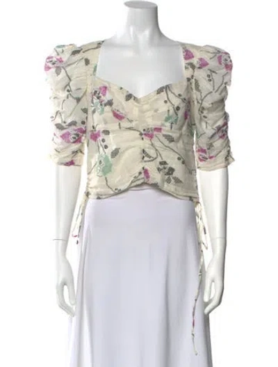 Pre-owned Isabel Marant Floral Print Square Neckline Blouse In Neutral