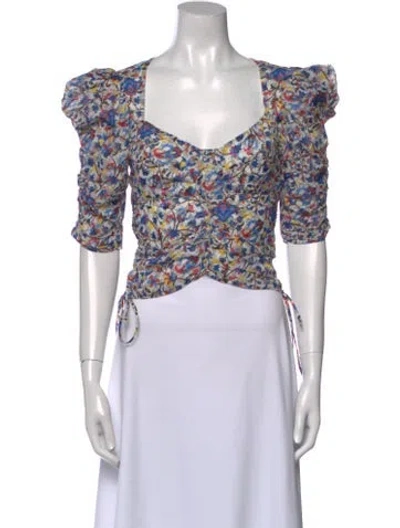 Pre-owned Isabel Marant Floral Print Square Neckline Crop Top W/ Tags In Neutral