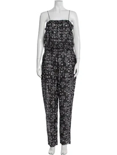 Pre-owned Isabel Marant Floral Print Square Neckline Jumpsuit In Black