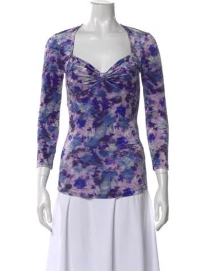 Pre-owned Isabel Marant Floral Print Square Neckline Top In Purple