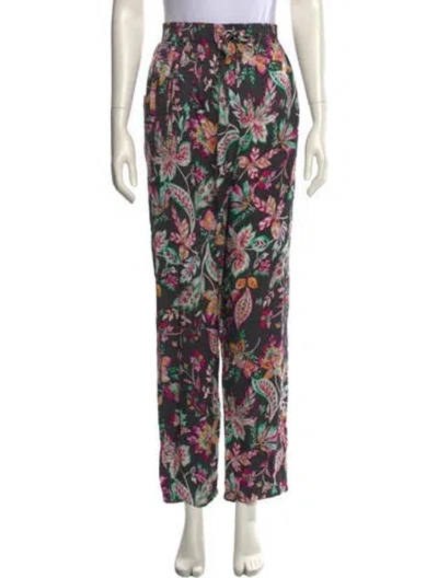 Pre-owned Isabel Marant Floral Print Straight Leg Pants In Black