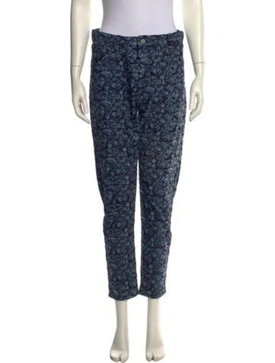 Pre-owned Isabel Marant Floral Print Straight Leg Pants In Blue