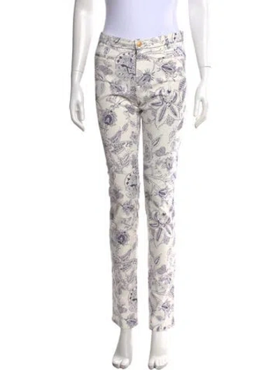 Pre-owned Isabel Marant Floral Print Straight Leg Pants W/ Tags In White