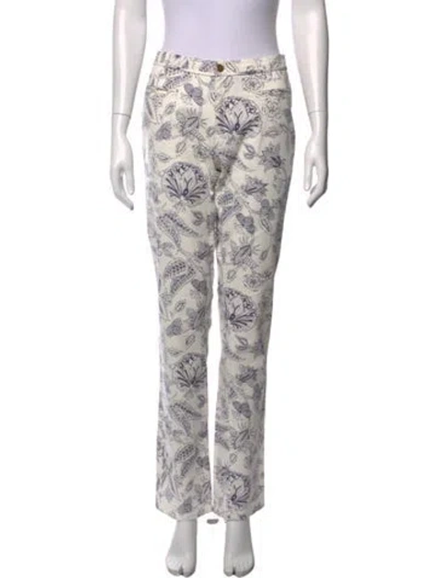Pre-owned Isabel Marant Floral Print Straight Leg Pants W/ Tags In White