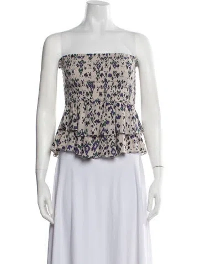 Pre-owned Isabel Marant Floral Print Strapless Crop Top In Pink