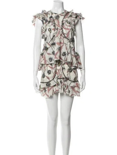 Pre-owned Isabel Marant Floral Print Studded Accents Skirt Set In White