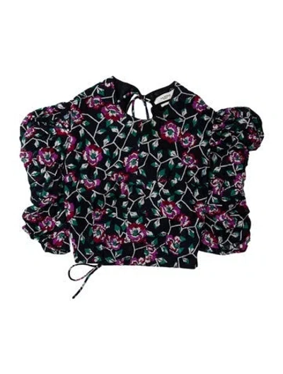 Pre-owned Isabel Marant Floral Print Tie Neck Blouse In Blue