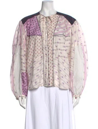Pre-owned Isabel Marant Floral Print Tie Neck Blouse In Neutral