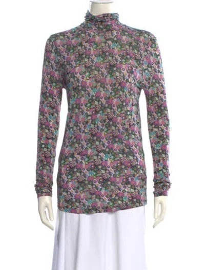 Pre-owned Isabel Marant Floral Print Turtleneck Blouse In Purple