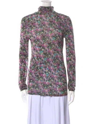 Pre-owned Isabel Marant Floral Print Turtleneck Blouse W/ Tags In Purple