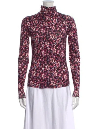 Pre-owned Isabel Marant Floral Print Turtleneck Top In Black