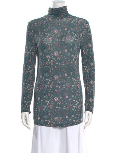 Pre-owned Isabel Marant Floral Print Turtleneck Top In Blue