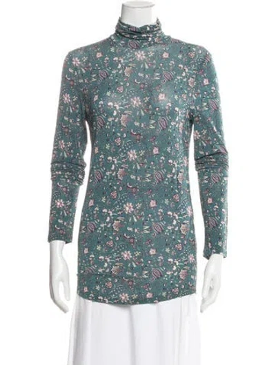 Pre-owned Isabel Marant Floral Print Turtleneck Top In Blue