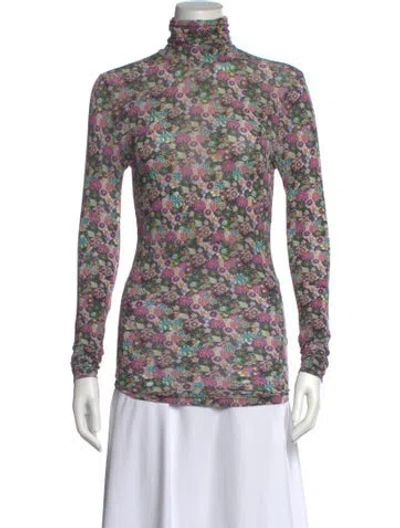Pre-owned Isabel Marant Floral Print Turtleneck Top In Purple