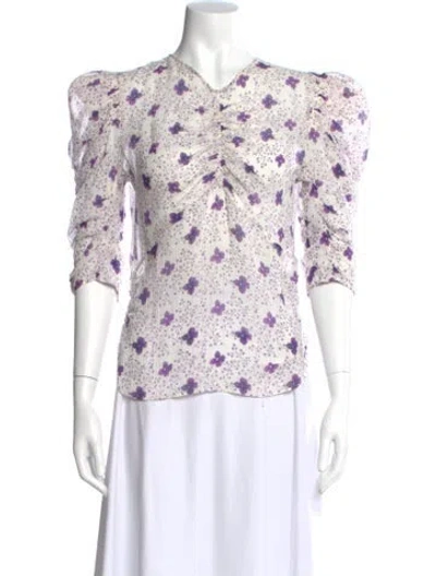 Pre-owned Isabel Marant Floral Print V-neck Blouse In Multi