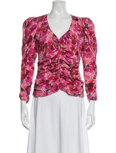 Pre-owned Isabel Marant Floral Print V-neck Blouse In Pink