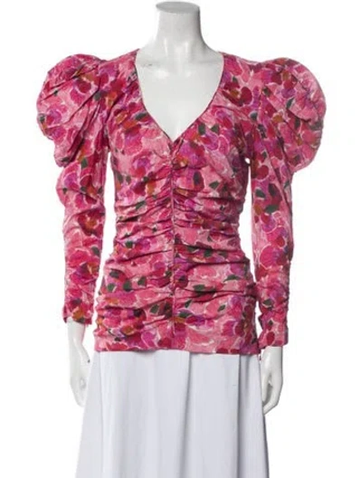 Pre-owned Isabel Marant Floral Print V-neck Blouse In Pink