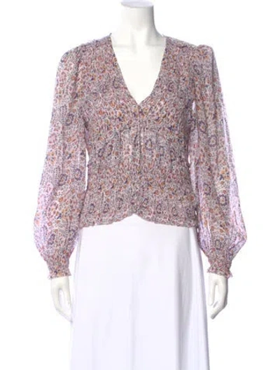 Pre-owned Isabel Marant Floral Print V-neck Blouse In Pink