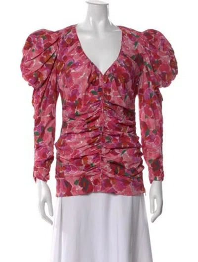 Pre-owned Isabel Marant Floral Print V-neck Blouse In Pink