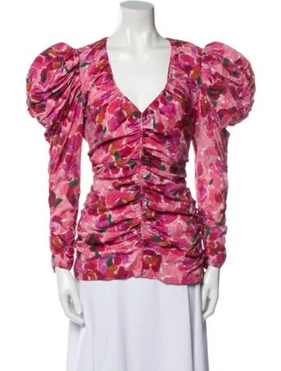 Pre-owned Isabel Marant Floral Print V-neck Blouse W/ Tags In Pink