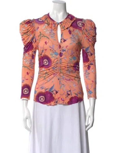 Pre-owned Isabel Marant Floral Print V-neck Button-up Top In Pink