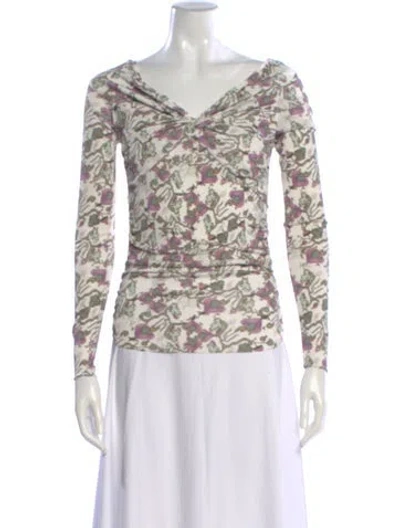 Pre-owned Isabel Marant Floral Print V-neck Top In Purple