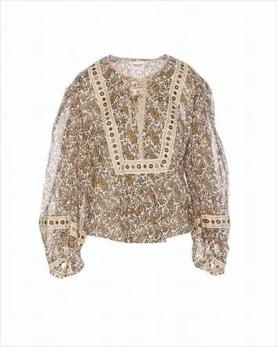 Isabel Marant Floral-printed Cotton Blouse With Embroidered Detailing In White