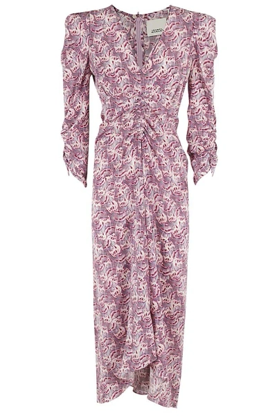 Isabel Marant Floral Printed Sleeved Midi Dress In Multi