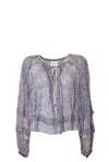 ISABEL MARANT FLORAL-PRINTED TIE-NECK LAYERED BLOUSE