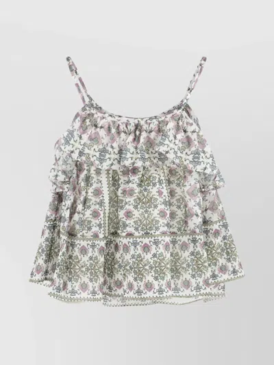 ISABEL MARANT FLORAL RUFFLES SILK TOP