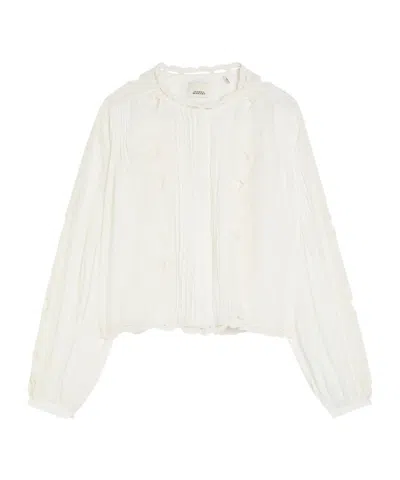 Isabel Marant Floral-embroidered Ramie Blouse In White