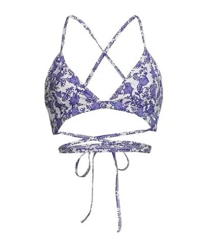 Isabel Marant Floral-print Bikini Tops In Blue