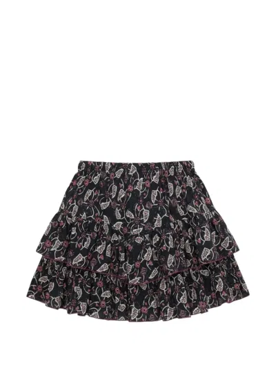 Isabel Marant Floral-print Ruffled Mini Skirt In Black