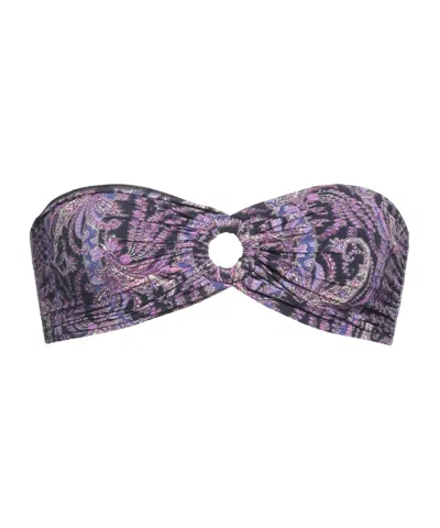 Isabel Marant Floralprint Strapless Bikini Set In Purple