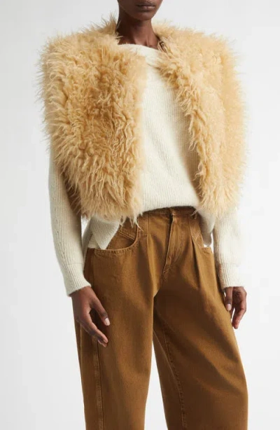 Isabel Marant Florana Faux Fur Vest In Nude