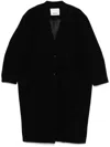 Isabel Marant Wool Coat With Shoulder Pads And V-neckline In Black