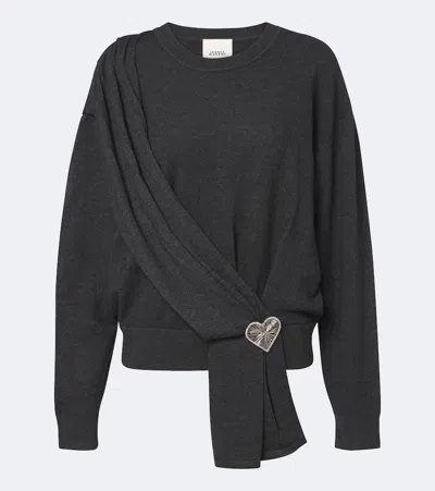 Isabel Marant Florda Embellished Sweater In Gray