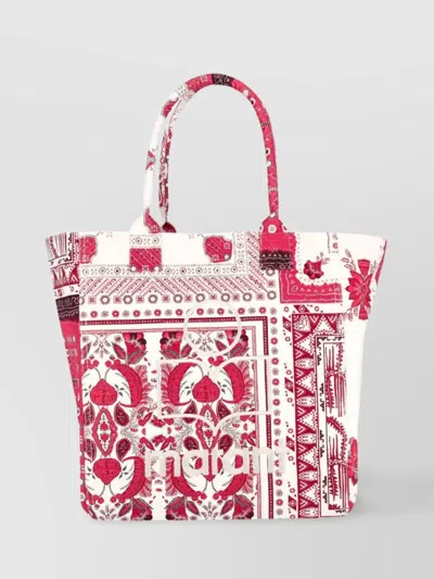 Isabel Marant Flower Print Tote Bag With Double Handles In Red