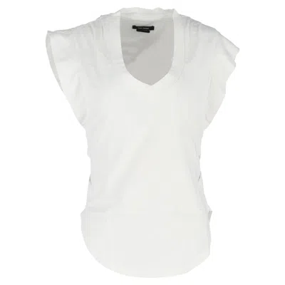 Isabel Marant Flutter Sleeve Top In White Cotton
