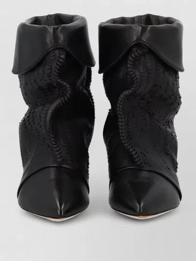 Isabel Marant Edrik Gathered Perforated Leather Ankle Boots In Black